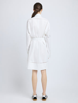 Proenza Schouler Back full length image of model wearing Sammy Dress in Eco Cotton Poplin in White