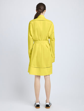 Proenza Schouler Back full length image of model wearing Sammy Dress in Eco Cotton Poplin in Yellow
