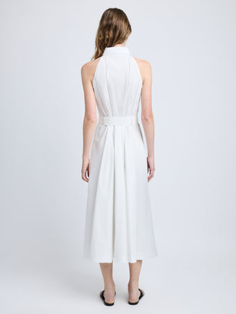 Proenza Schouler Back full length image of model wearing Dorothy Dress in Eco Cotton Poplin in White