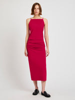 Proenza Schouler Front full length image of model wearing Priya Dress in Bi-Stretch Cotton Nylon in Orchid