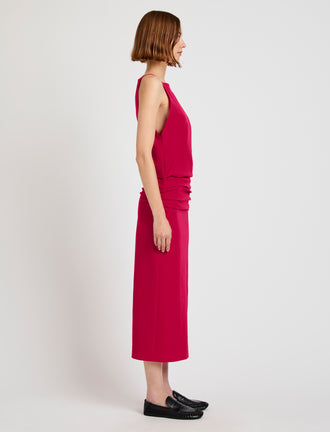 Proenza Schouler Side full length image of model wearing Priya Dress in Bi-Stretch Cotton Nylon in Orchid