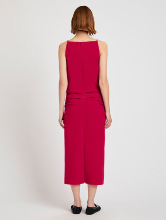 Proenza Schouler Back full length image of model wearing Priya Dress in Bi-Stretch Cotton Nylon in Orchid
