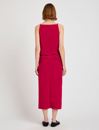 Proenza Schouler Back full length image of model wearing Priya Dress in Bi-Stretch Cotton Nylon in Orchid