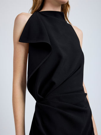 Proenza Schouler Detail image of model wearing Devyn Dress in Matte Double Crepe in Black