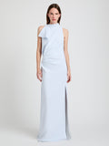 Proenza Schouler Front full length image of model wearing Devyn Dress in Matte Double Crepe in Powder Blue