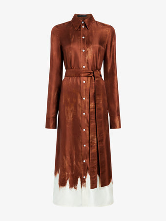 Proenza Schouler Still Life image of Amaya Dress in Double Printed Silk Twill in Sienna Multi