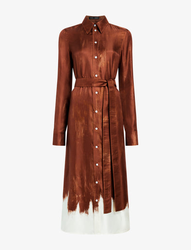 Proenza Schouler Still Life image of Amaya Dress in Double Printed Silk Twill in Sienna Multi