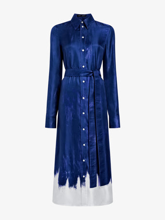 Proenza Schouler Still Life image of Amaya Dress in Double Printed Silk Twill in Cobalt Multi