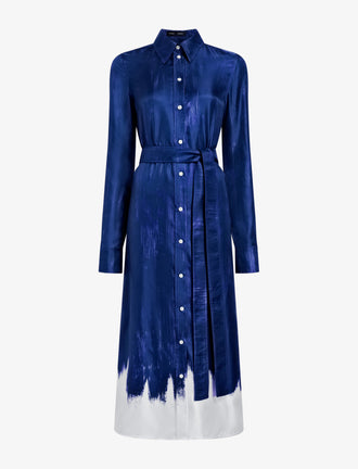 Proenza Schouler Still Life image of Amaya Dress in Double Printed Silk Twill in Cobalt Multi