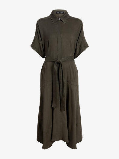 Proenza Schouler Still Life image of Scottie Dress in Eco Stretch Linen Viscose in Fatigue
