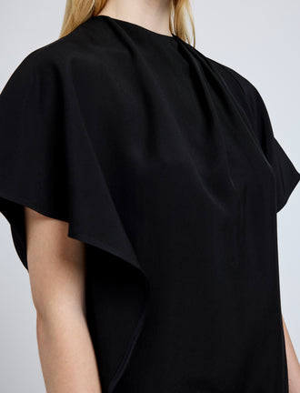 Proenza Schouler Detail image of model wearing Etta Top in Hammered Viscose in Black
