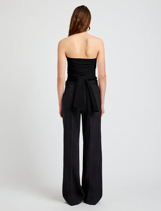 Proenza Schouler Back full length image of model wearing Lena Top in Bi-Stretch Cotton Nylon in Black
