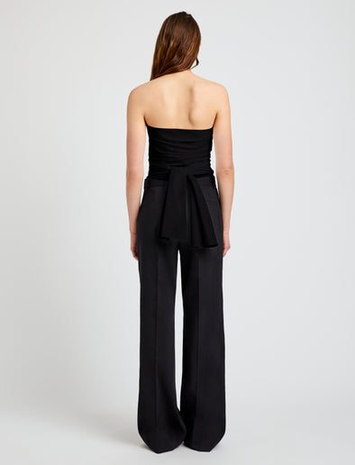 Proenza Schouler Back full length image of model wearing Lena Top in Bi-Stretch Cotton Nylon in Black