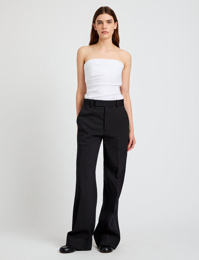 Proenza Schouler Front full length image of model wearing Lena Top in Bi-Stretch Cotton Nylon in Off White