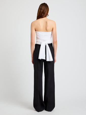 Proenza Schouler Back full length image of model wearing Lena Top in Bi-Stretch Cotton Nylon in Off White