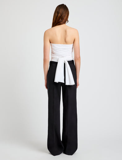 Proenza Schouler Back full length image of model wearing Lena Top in Bi-Stretch Cotton Nylon in Off White