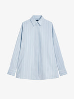 Proenza Schouler Still Life image of Addy Top in Stripe Cotton Silk Poplin in Grey Multi