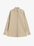 Proenza Schouler Still Life image of Addy Top in Stripe Cotton Silk Poplin in Taupe Multi