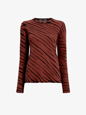 Proenza Schouler Still Life image of Mia T-Shirt in Tie Dye Tissue Jersey in Bark Multi
