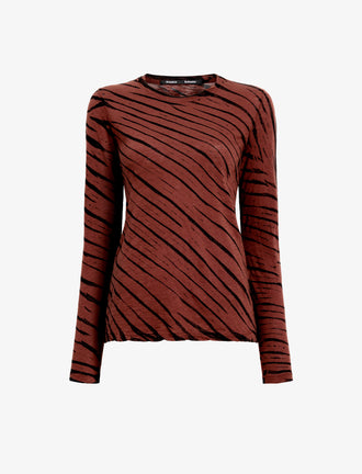 Proenza Schouler Still Life image of Mia T-Shirt in Tie Dye Tissue Jersey in Bark Multi