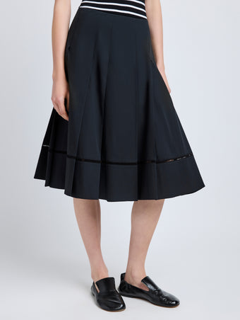 Proenza Schouler Detail image of model wearing Laci Skirt in Eco Cotton Poplin in Black