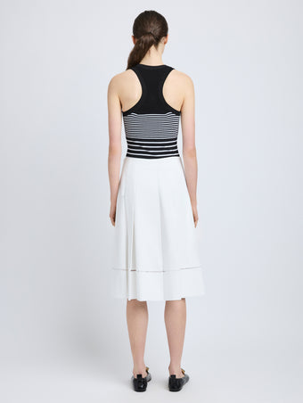 Proenza Schouler back image of model wearing Laci Skirt in Eco Cotton Poplin in white