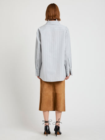 Proenza Schouler Back full length image of model wearing Nadia Skirt in Suede in Pony