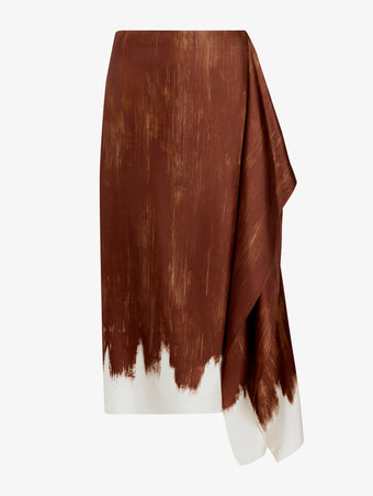 Proenza Schouler Still Life image of Amery Skirt in Double Printed Silk Twill in Sienna Multi