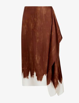Proenza Schouler Still Life image of Amery Skirt in Double Printed Silk Twill in Sienna Multi