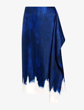 Proenza Schouler Still Life image of Amery Skirt in Double Printed Silk Twill in Cobalt Multi
