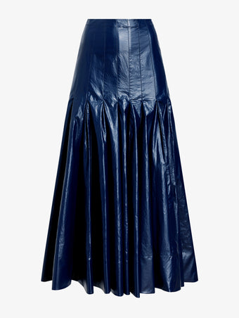 Proenza Schouler Still Life image of Petra Skirt in Lacquered Cotton in Navy
