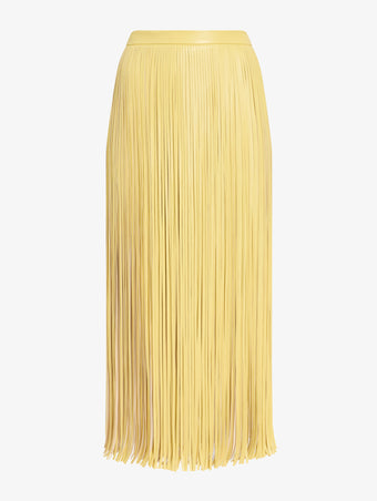 Proenza Schouler Still Life image of Veda Skirt in Faux Leather Fringe in Pale Yellow Multi