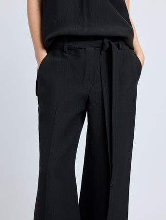 Proenza Schouler Detail image of model wearing Maggi Pant in Cotton Viscose Linen in Black