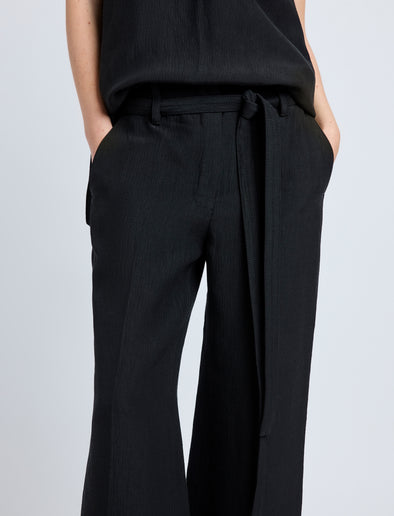 Proenza Schouler Detail image of model wearing Maggi Pant in Cotton Viscose Linen in Black