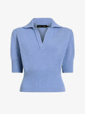 Proenza Schouler Still Life image of Reeve Polo in Cotton Knit in Pale Blue