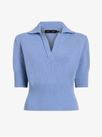 Proenza Schouler Still Life image of Reeve Polo in Cotton Knit in Pale Blue