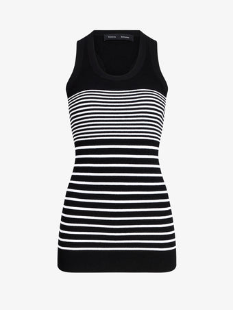Proenza Schouler flat image of Roberts Top in Matte Viscose Rib in black multi
