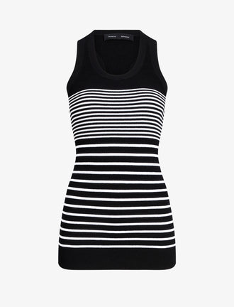 Proenza Schouler flat image of Roberts Top in Matte Viscose Rib in black multi