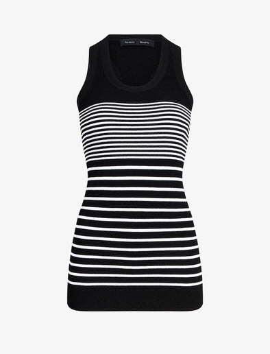 Proenza Schouler flat image of Roberts Top in Matte Viscose Rib in black multi