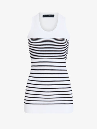 Proenza Schouler flat image of Roberts Top in Matte Viscose Rib in white multi