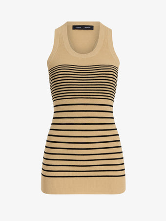 Proenza Schouler Still Life image of Roberts Top in Matte Viscose Rib in Khaki Multi
