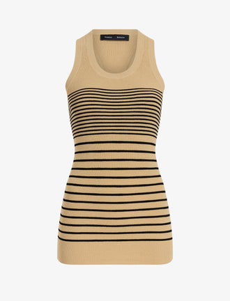 Proenza Schouler Still Life image of Roberts Top in Matte Viscose Rib in Khaki Multi