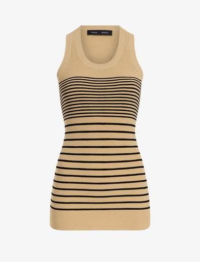 Proenza Schouler Still Life image of Roberts Top in Matte Viscose Rib in Khaki Multi