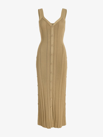 Proenza Schouler Still Life image of Ellis Dress in Column Rib in Bronze
