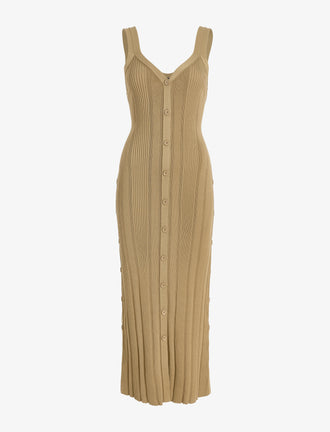 Proenza Schouler Still Life image of Ellis Dress in Column Rib in Bronze