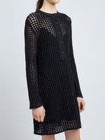proenza schouler crochet knit dress Micah Dress in Open Crochet Black