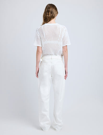 Proenza Schouler Back full length image of model wearing Kimia Top in Open Crochet in Off White