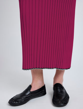 Proenza Schouler Detail image of model wearing Maia Dress in Midweight Viscose Rib in Fucshia