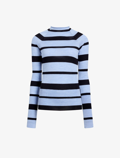 Proenza Schouler Still Life image of Gia Top in Superfine Merino Silk in Blue Multi