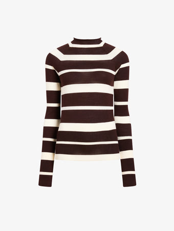 Proenza Schouler Still Life image of Gia Top in Superfine Merino Silk in Brown Multi